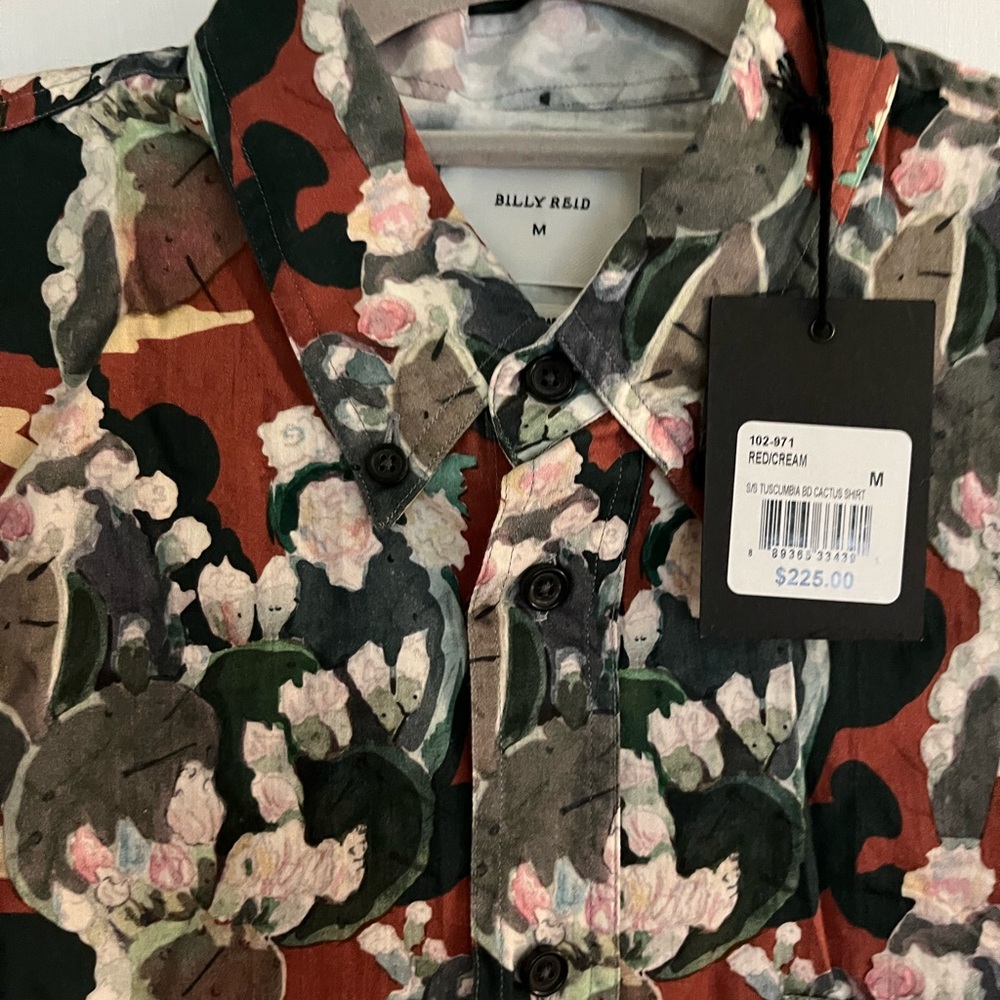 Billy Reid Red and Green Casual Button Down Shirt
